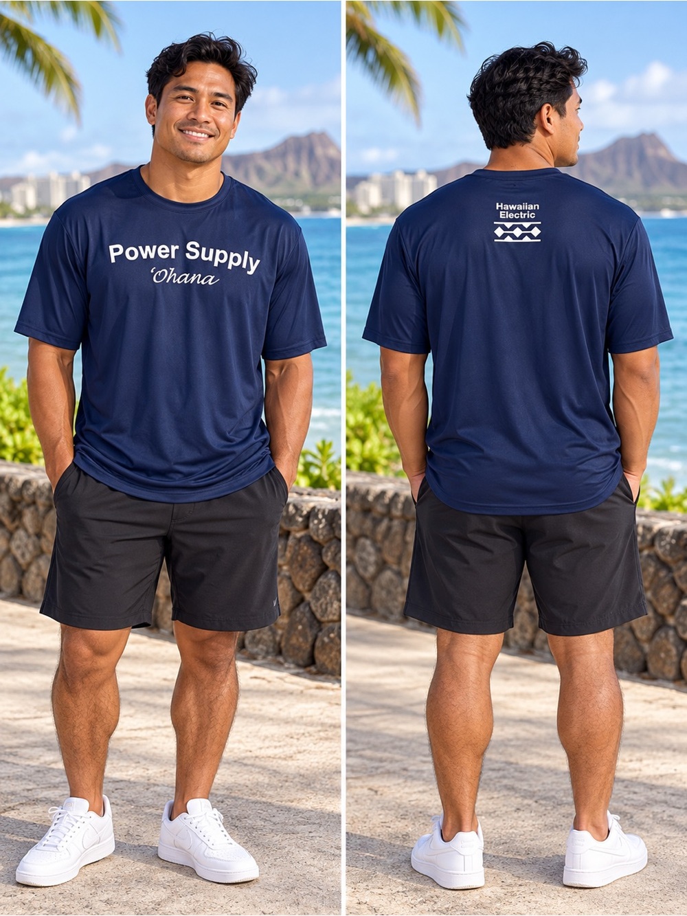 Hawaiian Electric Power Supply ‘Ohana Navy Blue Performance T-Shirt XL